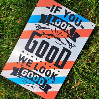 Aluminium muurdecoratie barber quotes