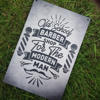 wandbord voor barbers met opdruk.