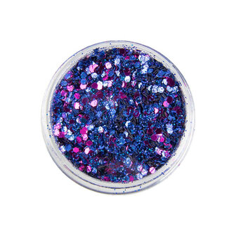 nagelglitters blauw en fuchsia