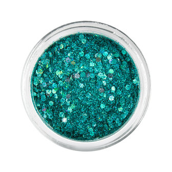 groene nagel glitters in potje
