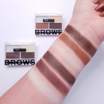 makeup revolution london relove palette medium en donker bruin kleuren voorbeeld.