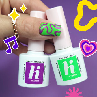 violet shadow met poison green op nagels