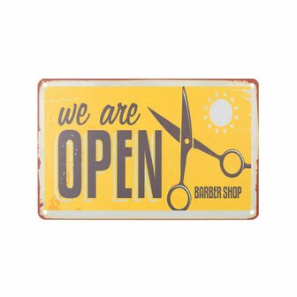 Barber bordje we are open B009