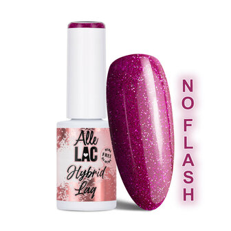 Paarse gellak met glitters voor thuisgebruik.