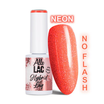 oranje glitter gellak met neon flash effect.