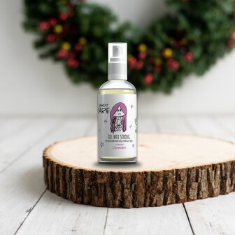 Sfeerafbeelding van dusy haarolie op houten plank