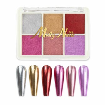 MollyLac chrome nagels palette 6 kleuren
