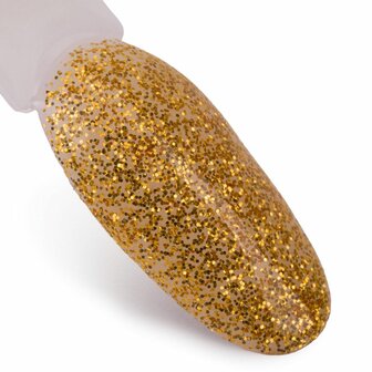 gouden glitter gellak semi transparant op nageltip