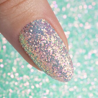 turqoise sugar effect nails voor een tropical aqua design