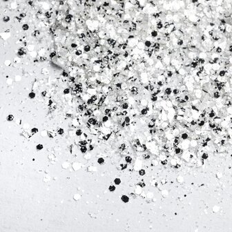 witte en zilveren glittermix nail art structuur
