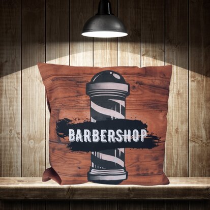 barbershop sierkussen voorzien van barberpole opdruk.