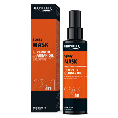 Haarspray masker 12in1 met keratine en arganolie.