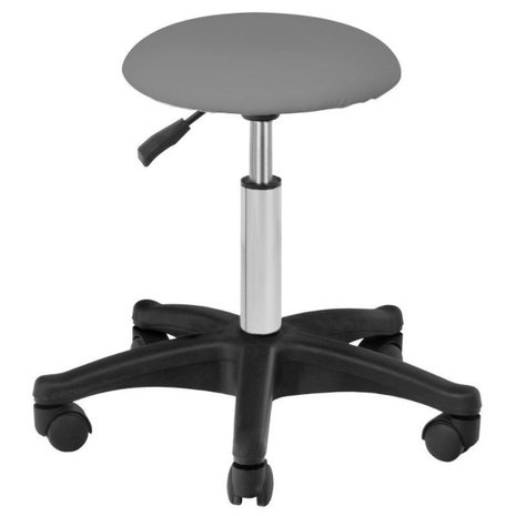 ronde kruk in de kleur grijs voor kappers en barbershops.
