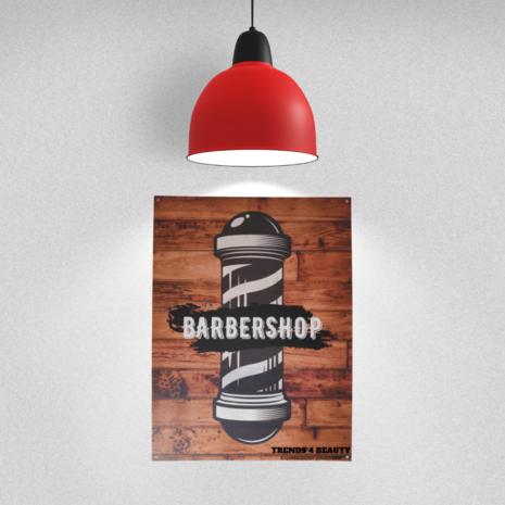 barbershop wandbord decoratie met barberpole.