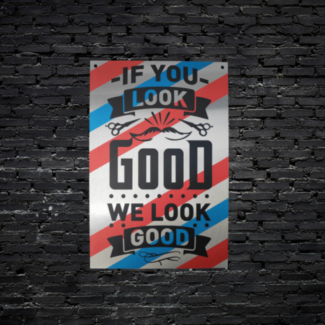 Aluminium muurdecoratie barber quotes