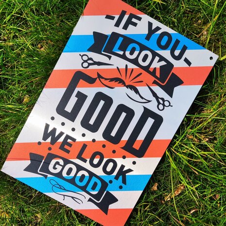 Aluminium muurdecoratie barber quotes