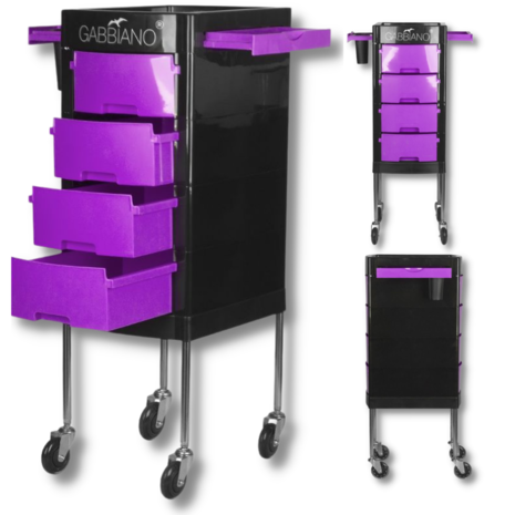 Gabbiano kappers trolley in de kleuren zwart en paars.