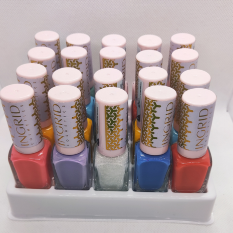 Ingrid Cosmetics - nagellak op display - 20 stuks - 9 kleuren