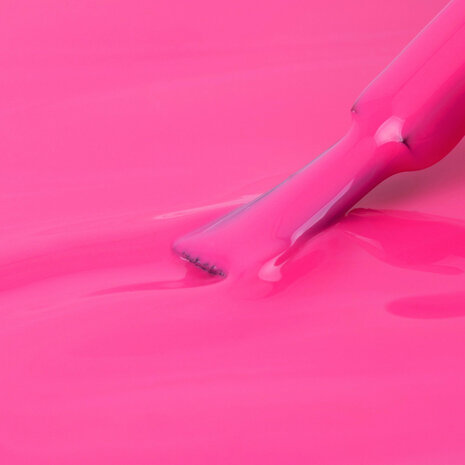 Kleurendetail van de Neon roze hybride gellak.