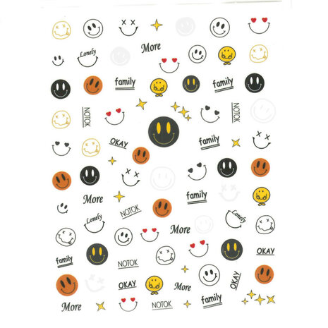 nagelstickers met smiley patronen op vel