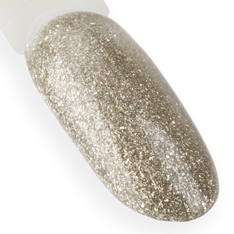 gouden gellak met glitters voorbeeld op nagel
