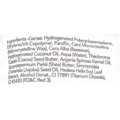 Close-up van de natuurlijke ingrediënten op de verpakking (Argan, Shea).