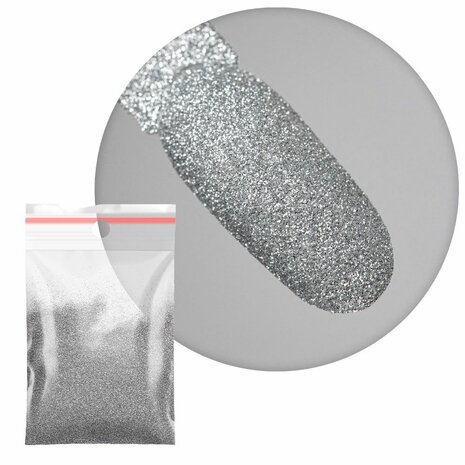Glitter Dust nagelpoeder zilver 5g