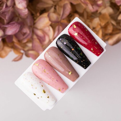 holografische topcoat met kleurige flakes