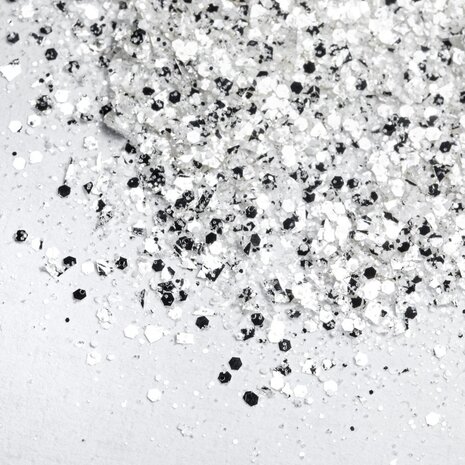 witte en zilveren glittermix nail art structuur