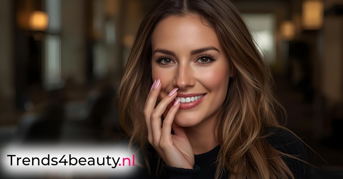 Aansprekende banner van een vrouw met gellak nagels. Benadrukt onze nagelgroothandel voor zakelijk en particuliere klanten.